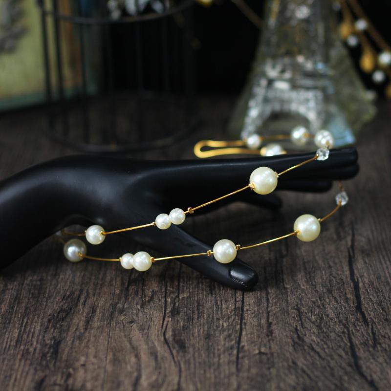 

Headpieces Sweetheart Bridal Headdress Pearl Crystal Hair Hoop Earings Set For Wedding Perform Studio Travel Prop Daily Life HP041