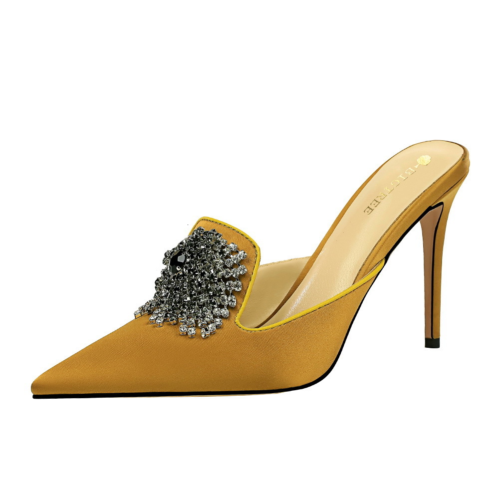 

Sandals Sexy stylish summer sandals of women slippers diamond ladies satin silks pointed finger-to-toe feminine high heels formal women's party FMST, 1# shoe box