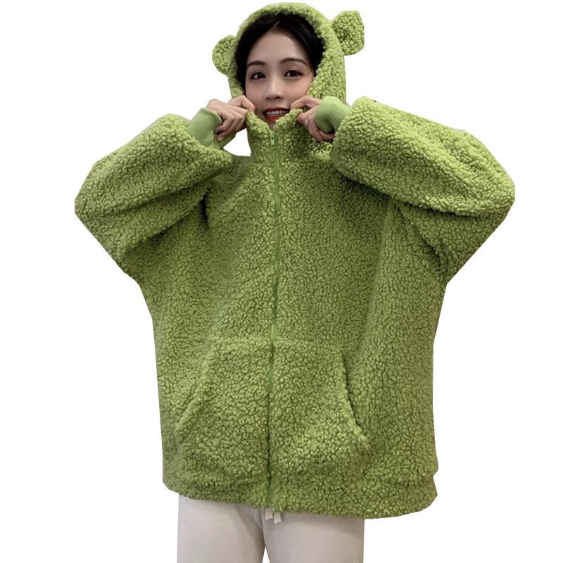 

Oversized Women Hoodies Zipper Pocket Jackets Autumn Winter Female Sweatshirts Hoodie Fashion Tops Fleece Warm Ladies Hoody, White78