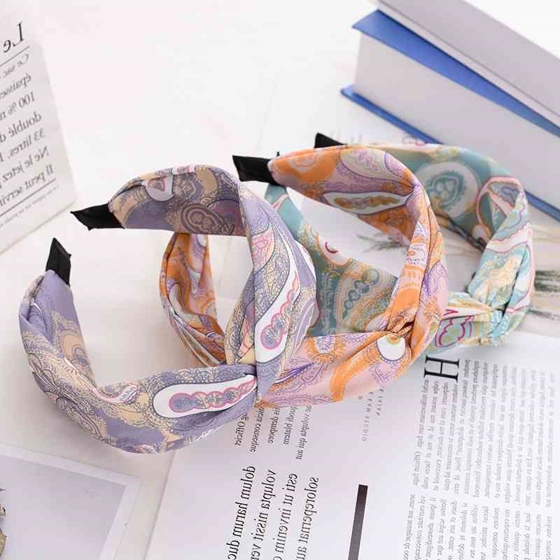 

hair fabric cross Feather wide edge fashion manual anti slip head hoop straight