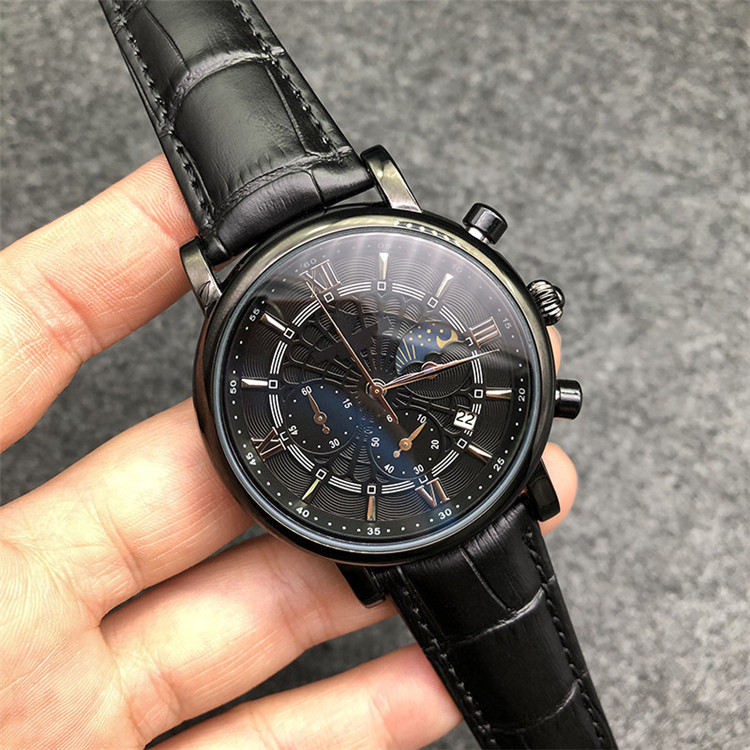 2021 nouveau style de luxe hommes montre 40mm cadran noir bracelet en cuir hommes montres transocean chronographe montres à quartz