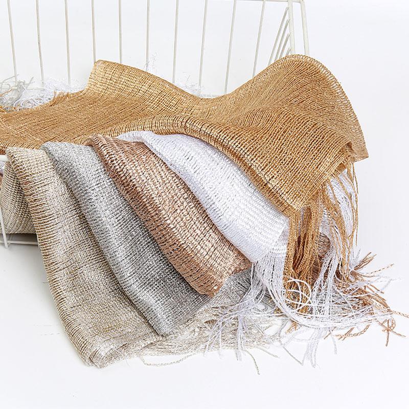 

Scarves Wholesale Lurex Glitter Tassel Shawl Scarf Gold Sliver Shimmer Hijab Women Muslim Fashion Headscarf 20pcs/loy