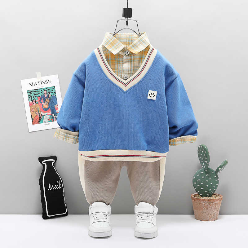 

0-5 years Spring Boy Clothing set Casual Cartoon Active Coat+T-shirt+ Pant Kid Children Baby Toddler clothing 210615, Blue