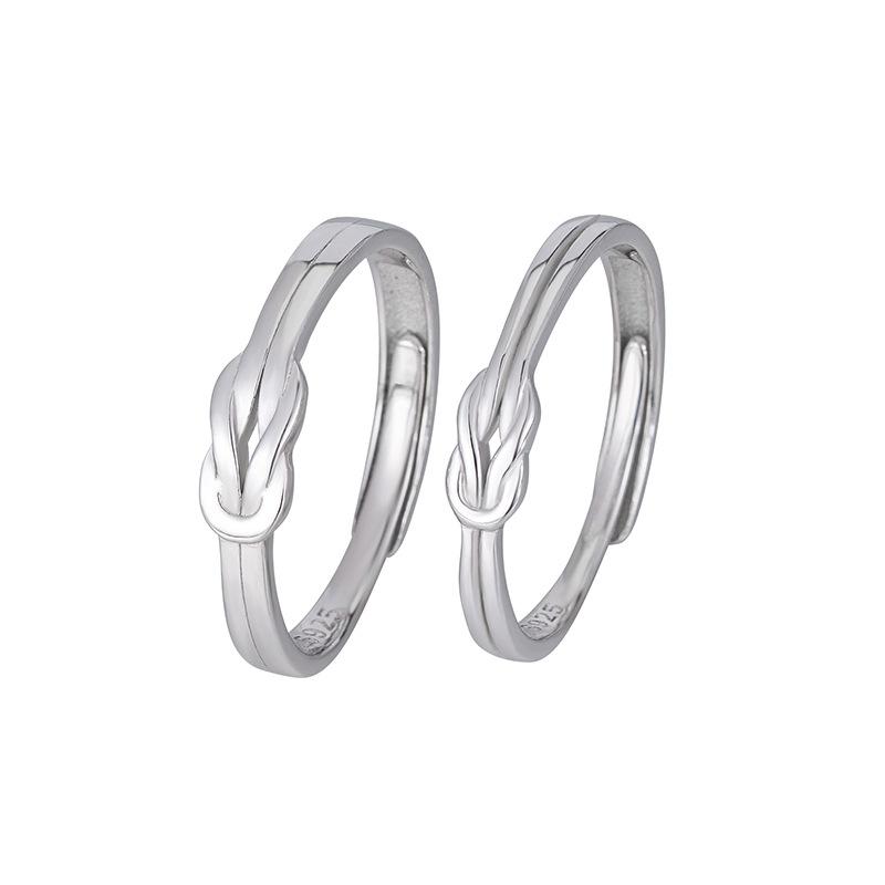 

Cluster Rings S925 Sterling Silver Couple Ring Men And Women Simple Versatile Love Interwoven Open Wedding For Couples