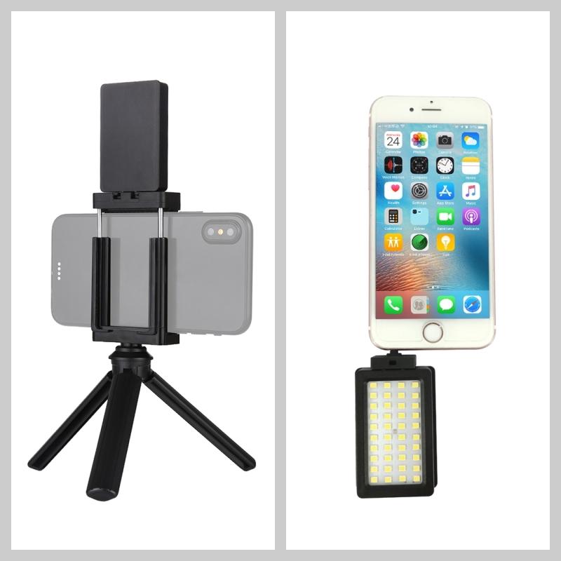 

Cell Phone Mounts & Holders Universal Fill Light Pographic Lighting Tripod Holder Mini Vlog LED Video Kit CRI95 Dimmable Colorful RGB/white