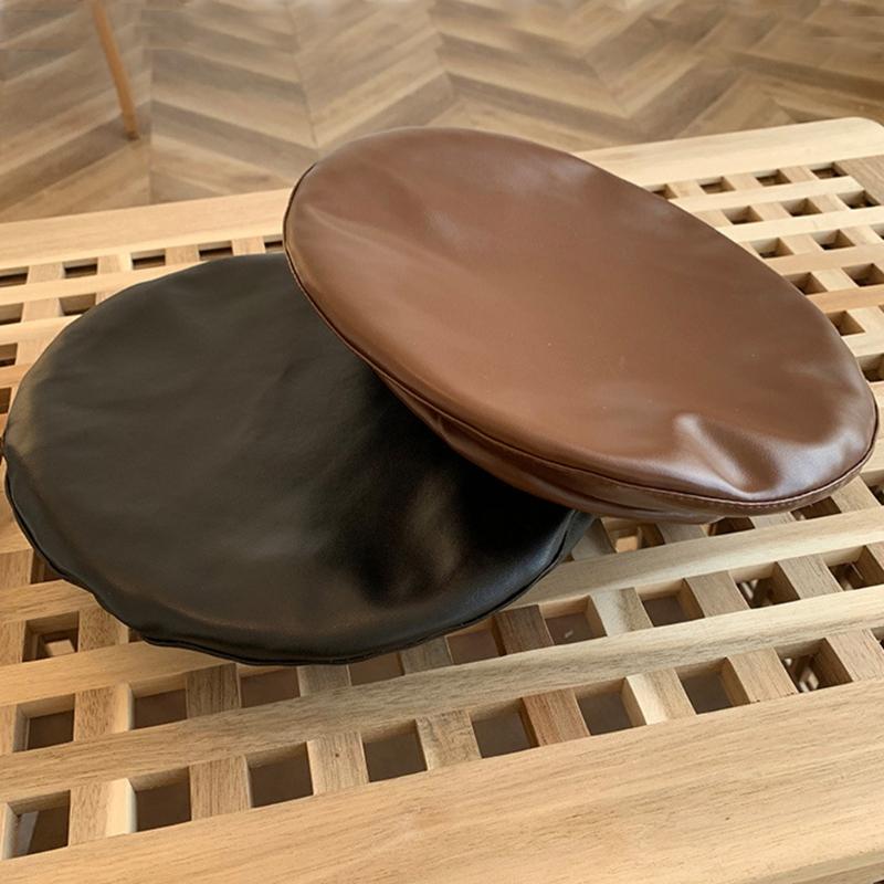 

Berets French-style PU Leather Beret Women Vintage Painter Hat Beanie Artist For All Occasions Comfortable To Wear, Brown