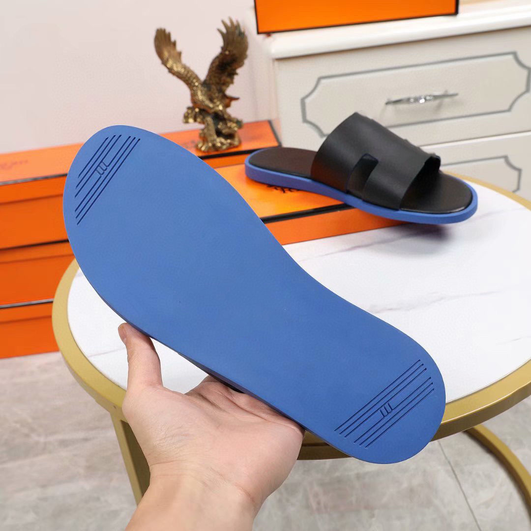 

2022 Classics Fashion men slipper Sandals Slides Summer Sexy real leather platform Flats Shoes Beach Hot big size, #1