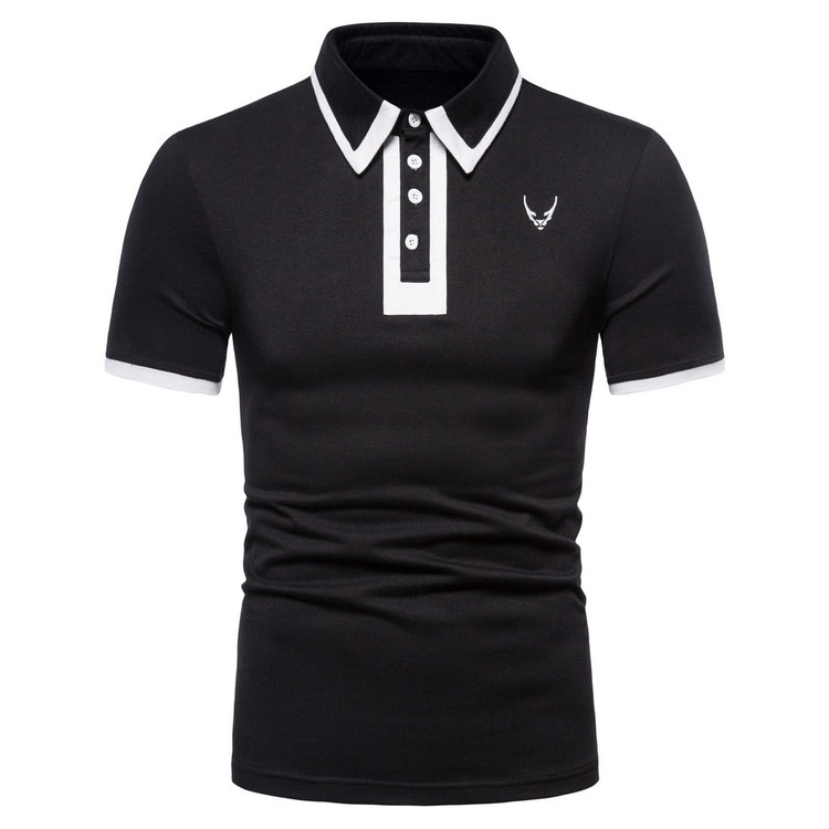 

E-Baihui 2021 Summer New Style Men' Lapel Short-sleeved T-shirt Cross-border Foreign Trade Trend Half-sleeved POLO Shirt YT057, White