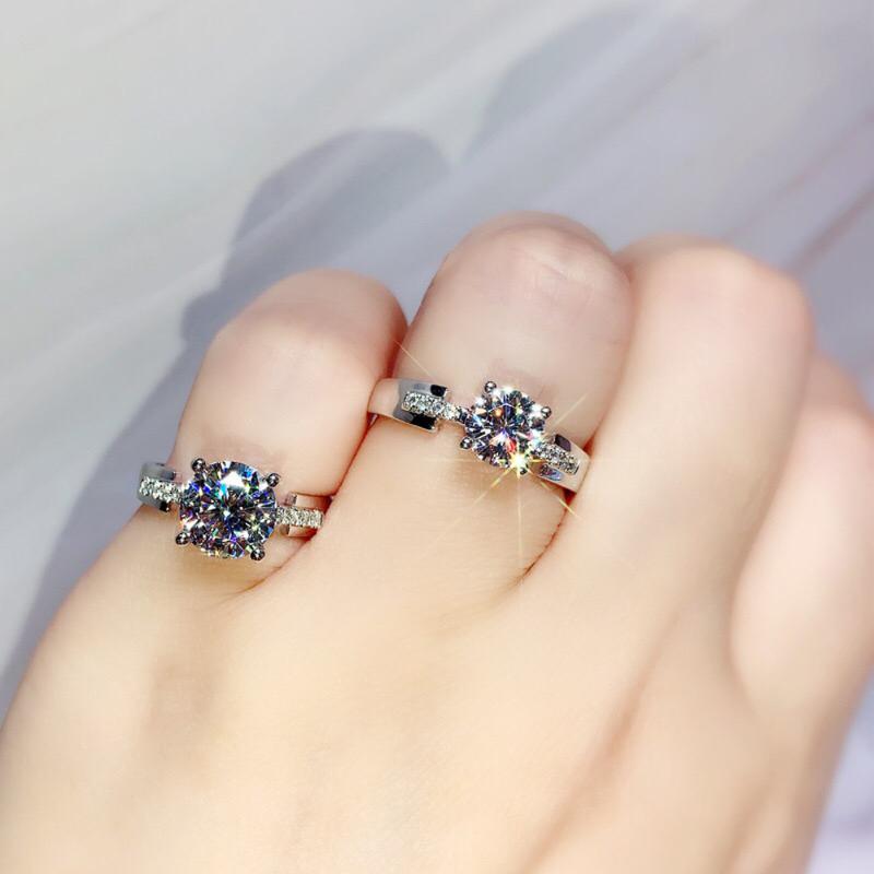 

Wedding Rings Kpop Unique Dainty Silvery Creative Geometric Luxury Jewelry 4 Claw Inlay Shiny Zircon Statement Women Gifts