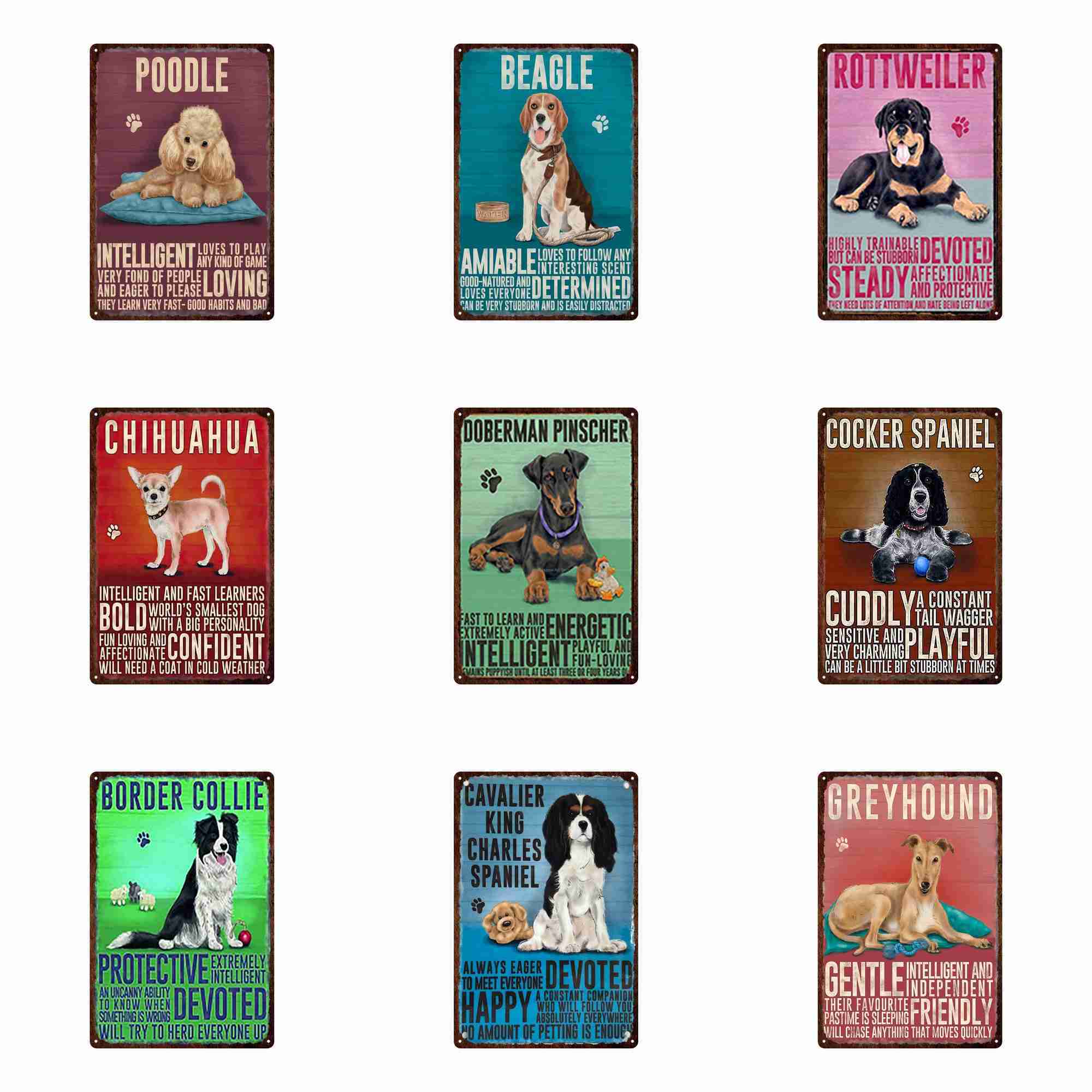 

Sale Metal Tin Signs Wall Picture beagle whippet rottweller sheepdog Art Painting Pub Metal Poster Club