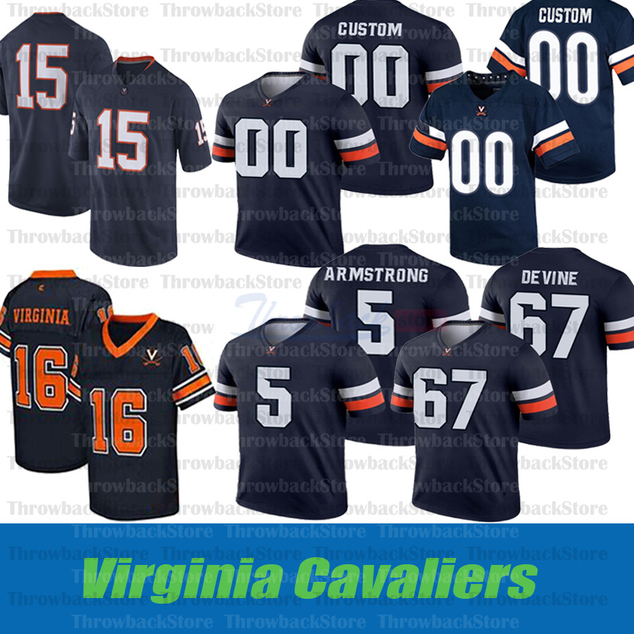 

Custom Virginia Cavaliers Jersey #14 Noah Taylor s #5 Brennan Armstrong # 21 Wayne Taulapapa #31 Shane Simpson Jerseys, 15 navy