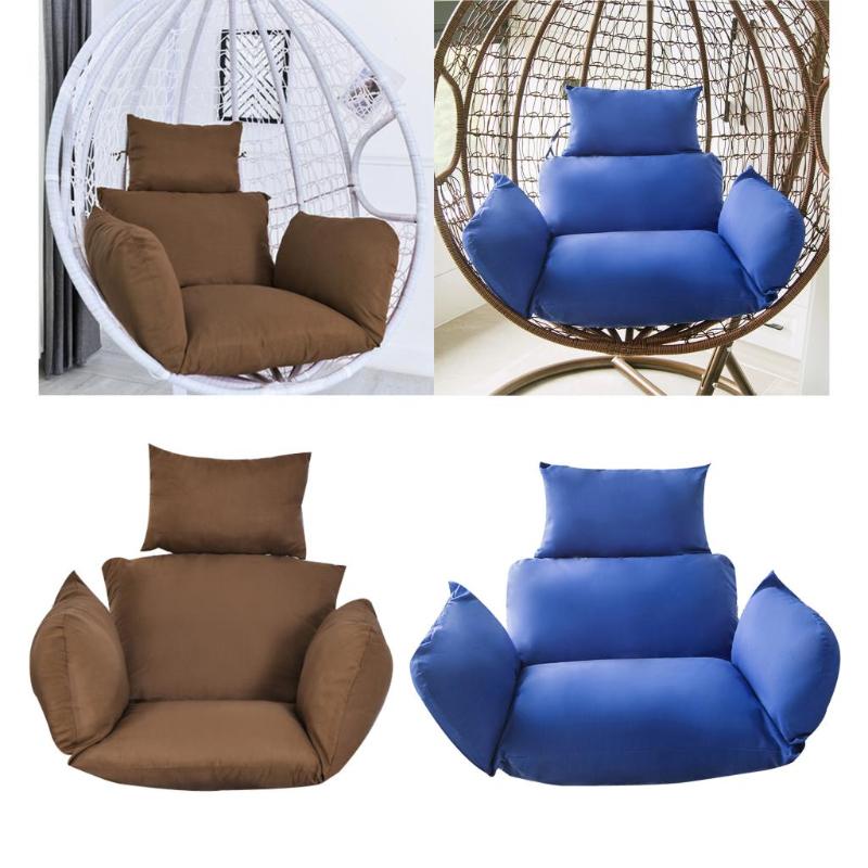 

Swing Hanging Egg Rattan Chair Outdoor Garden Patio Hammock Stand Cushions, Blue