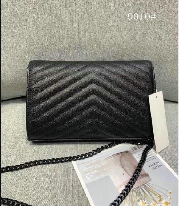 

2021 Woman Bag Handbag Purse pu Leather High Quality Women Messenger Cross Body Chain Clutch Shoulder Bags Wallet 9010#55, Black/black chain