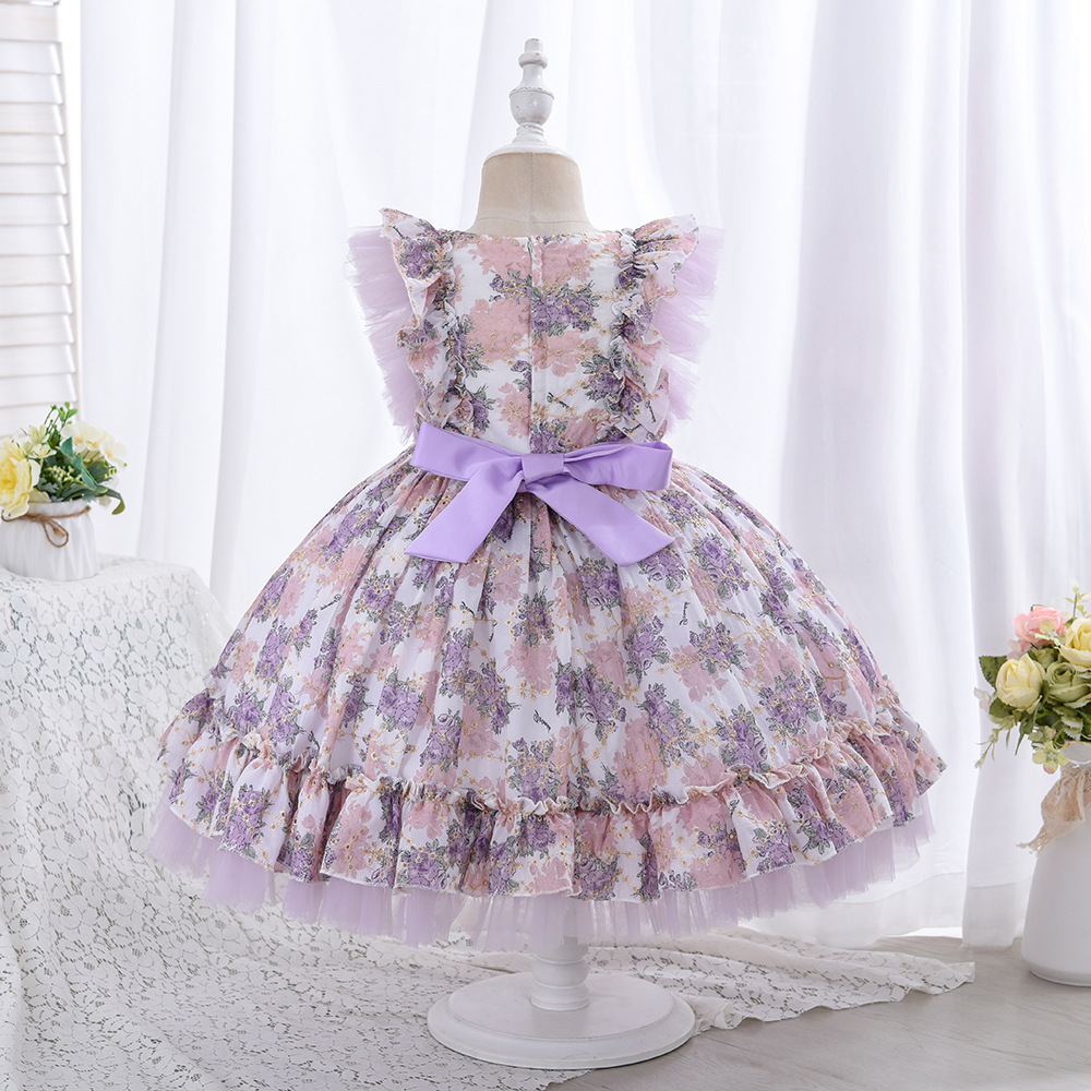 

Spanish Lolita Baby Dress Embroidery Girls Gowns Kids Child Princess 1st Birthday Party Clothes New Born Girls Dresses, Purple