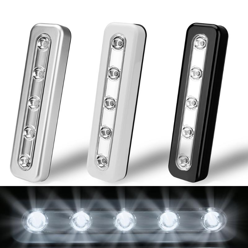 

Night Lights 5 LEDs Light Portable Closet Battery Powered Wireless Cabinet Wall Lamp Sticky Tapes On/Off