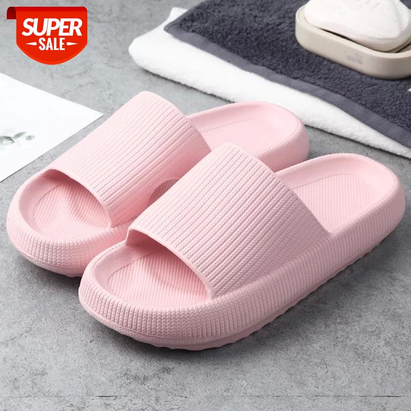 

PUIMETNIUA Thick Sole Home Women Slippers Heel Ladies Platform Flat Shoes Non-slip EVA Living Room Indoor Slides Women Slippers #Ru43, Black