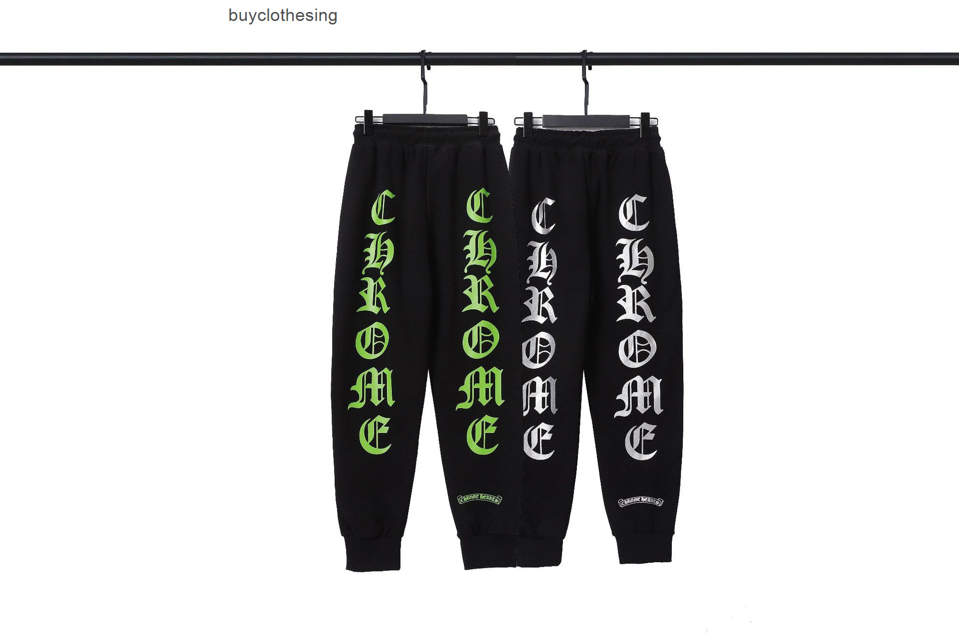 

ch hearts trendy chrome 21ss new fashion male and female student couple ch Luoxin Sanskrit printed simple Leggings trousers casual pants, Black