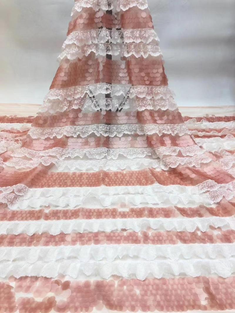 

Ribbon 5yards Coming African French Net Tulle Lace Fabric For Party Good Quality Fashion Glitter Sequins DPMAY086