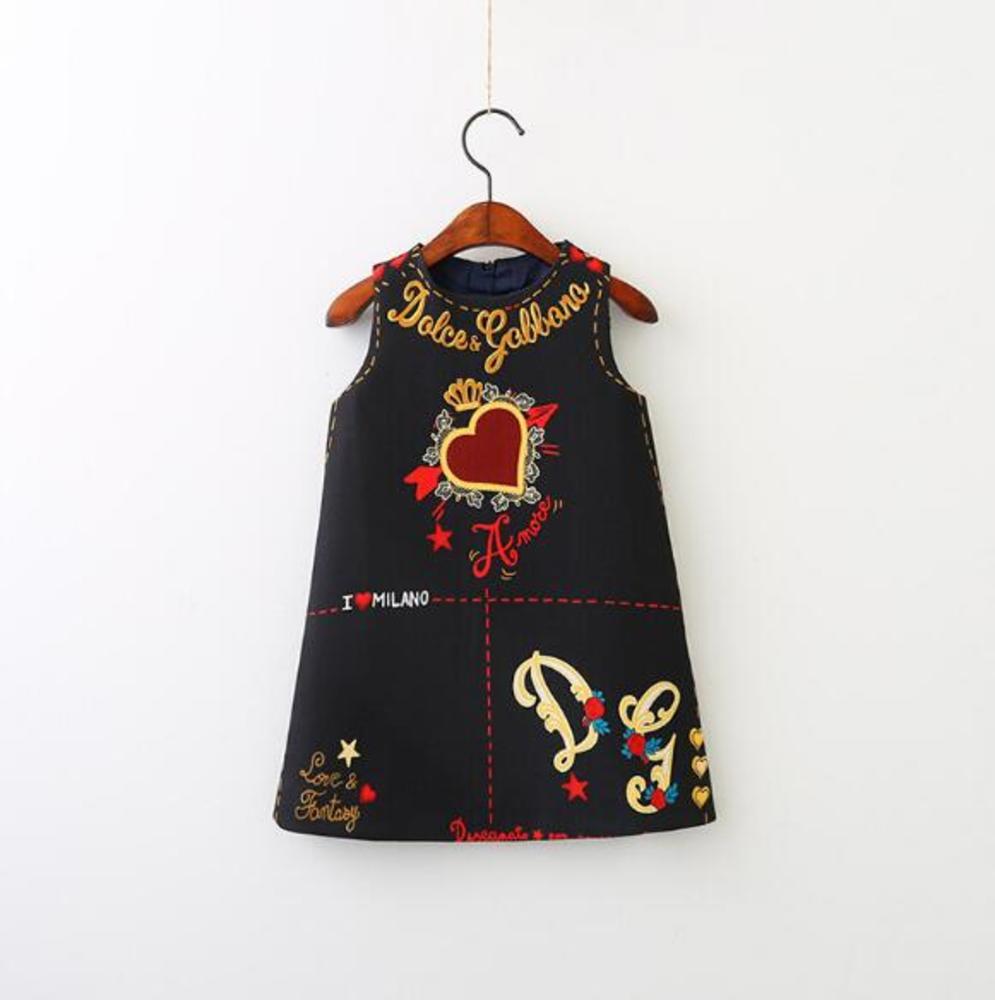 

Girls Dress Ins 2019 Hot Styles Summer Sleeveless Valentine's Day Love Heart Printed A-line Princess Dress Baby Girl Dresses Kids Designer, White