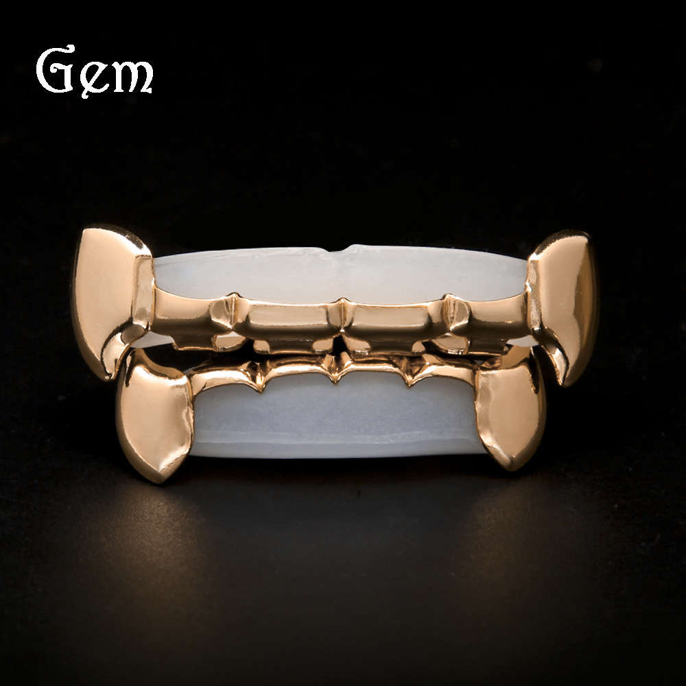 

The same rose gold Hip Hop Gold braces singer the same canine braces gold plated teeth decorative braces