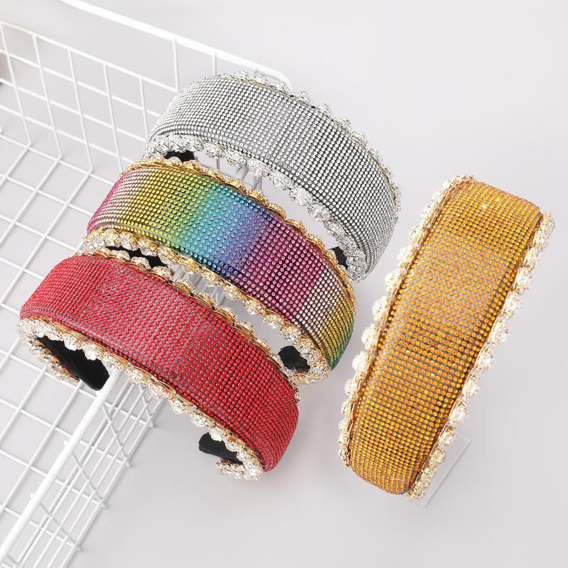 

Hair Clips & Barrettes Creative Full Color Rhinestone Headband Punk Rock Exaggerated Wedding Party Bridal Headwear, Golden;silver