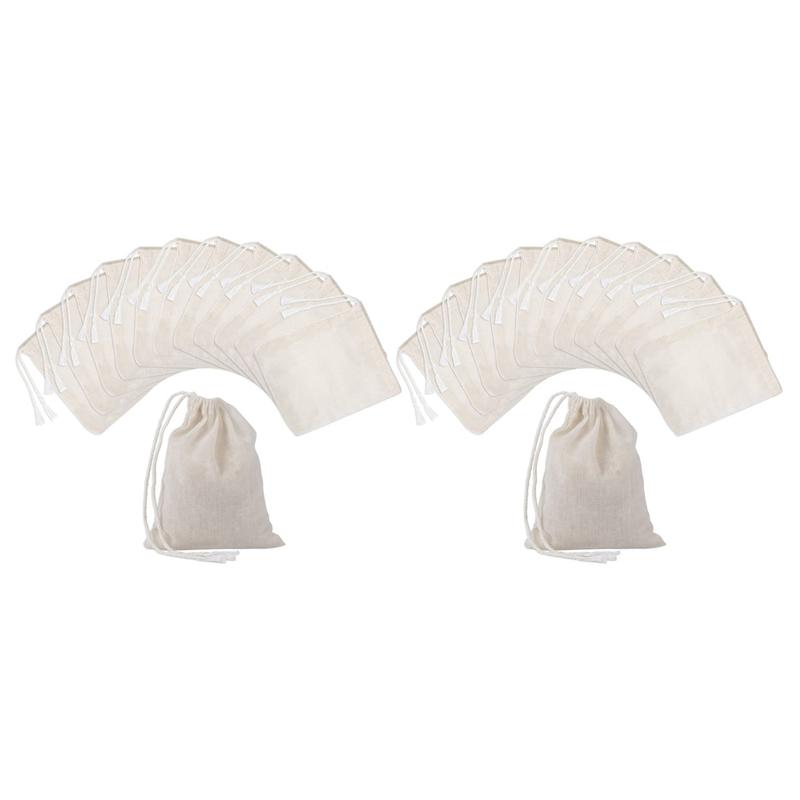

Gift Wrap 200 Pieces Drawstring Cotton Bags Muslin Bags,Tea Brew (4 X 3 Inches)