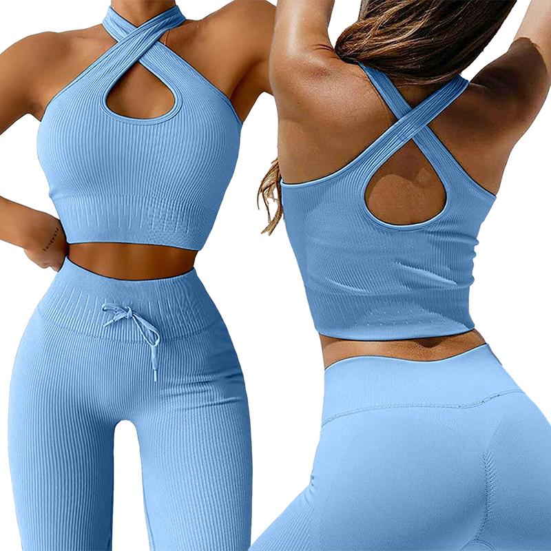 

Yoga Outfit Seamless Sport Set Women Two Piece 2PCS Crop Top Bra Shorts Workout Fitness Wear Sexy Gym Suit Female Sets Clothes