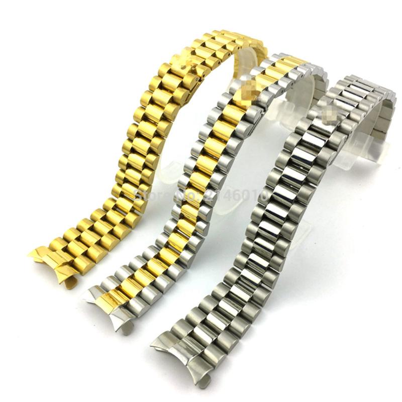 

Watch Bands 20mm 13mm Band Stainless Steel Curved End President Style Bracelet Watchbands Fits For Water Ghost Outdoor Strap