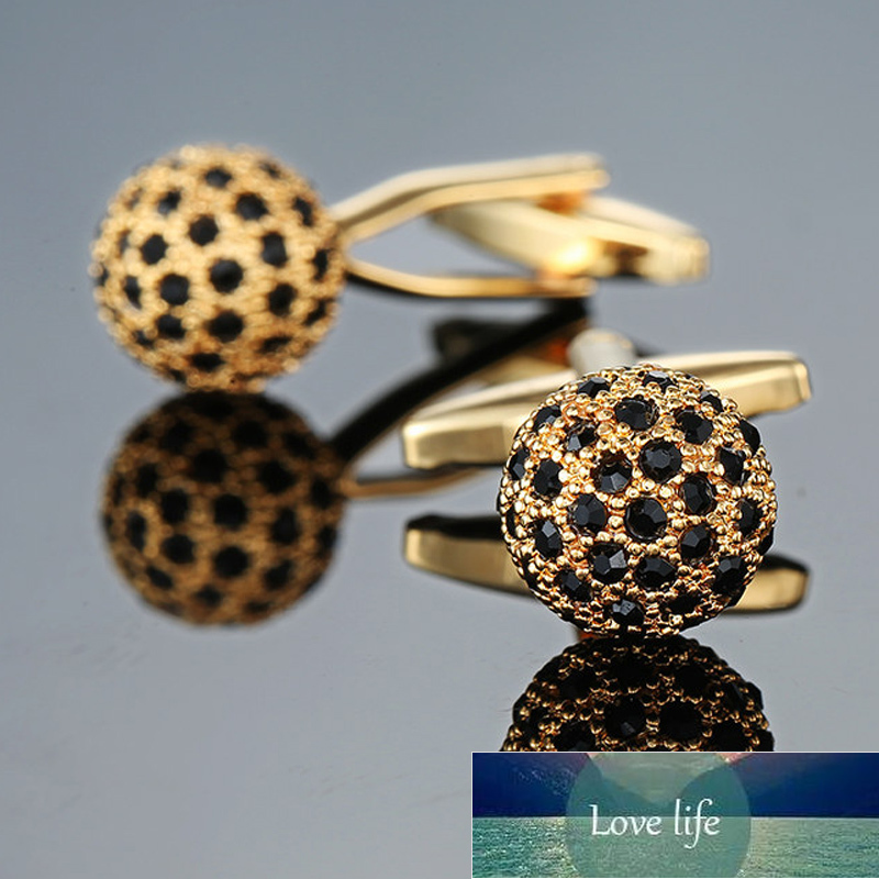 

Jewelry Brand Golden Crystal Ball Cuff link Wholesale Buttons designer High Quality shirt cufflinks for mens Factory price expert design Quality Latest Style