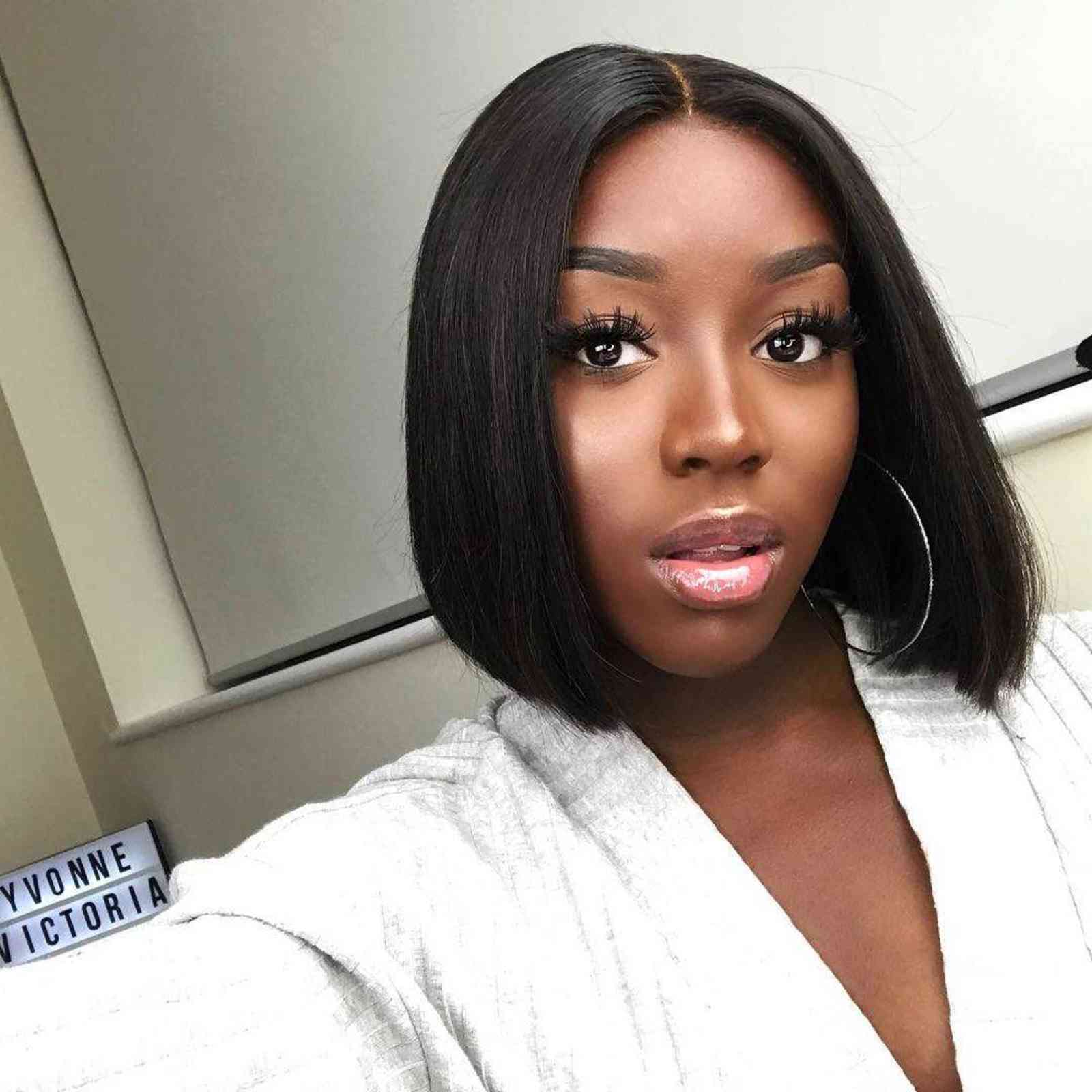 

Ishow Indian Straight Short Bob Wig 8-14inch Virgin Human Hair Wigs Brazilian Swiss Lace Front Wig Frontal Wig For Women Girls Natural Color