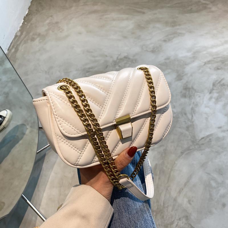 

Chain Brand Designer PU Leather Crossbody Bags For Women 2021 Simple Fashion Shoulder Bag Lady Luxury Small Handbags, Beige