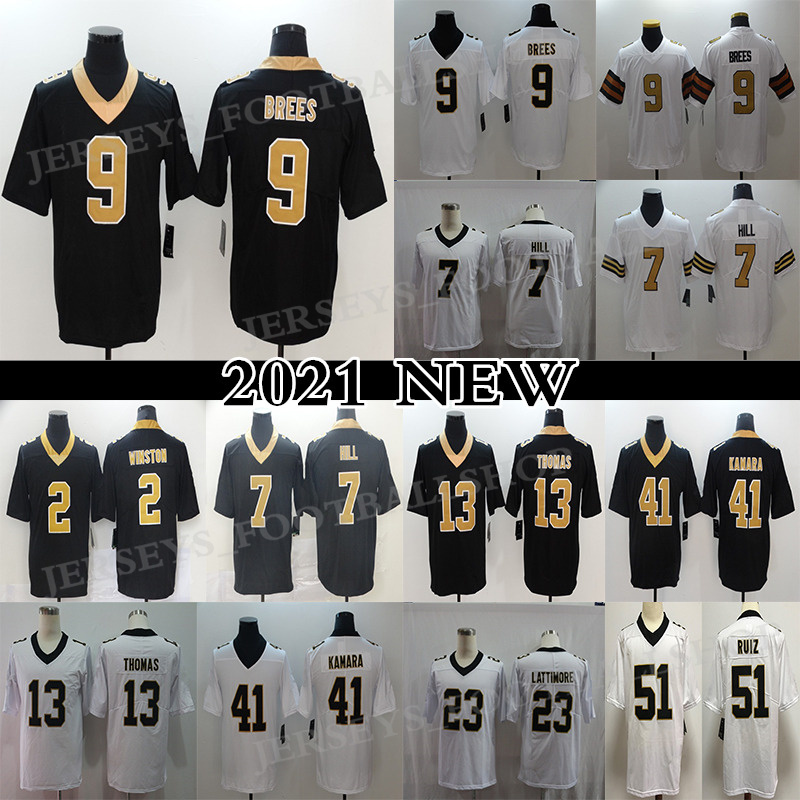 

9 Drew Brees 13 Michael Thomas Football Jersey Taysom Hill 41 Alvin Kamara NewOrleansSaintsCesar Ruiz Men's Stitched jerseys, White
