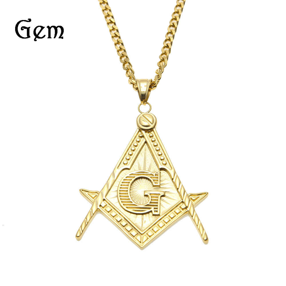 

New men's hip-hop necklace, vacuum color preserving plated stainless steel Masonic Pendant