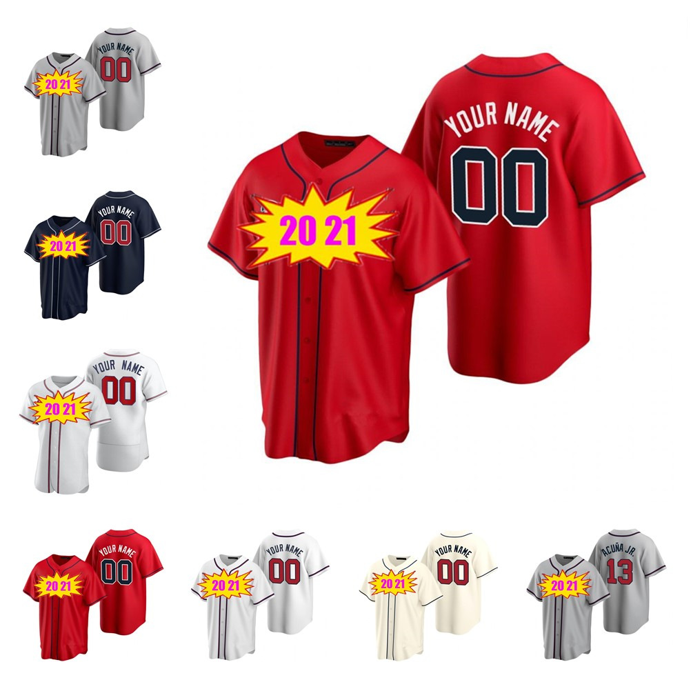 

2021 Custom 20 Marcell Ozuna Jersey 5 Freddie Freeman 7 Dansby Swanson 13 Ronald Acuña Jr. 1 Ozzie Albies 10 Chipper Jones Baseball Jerseys, Color 4