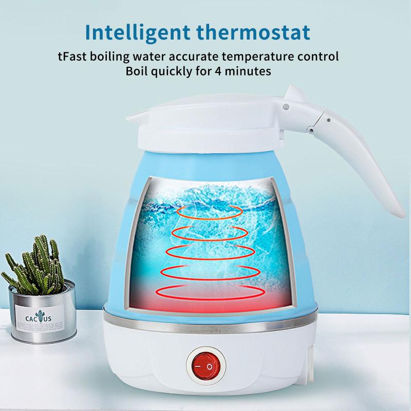 

Water Bottle Folding Kettle Home Travel Abroad Portable Dormitory Insulation Small Mini Automatic Power Off Baby-grade Silicone, Blue
