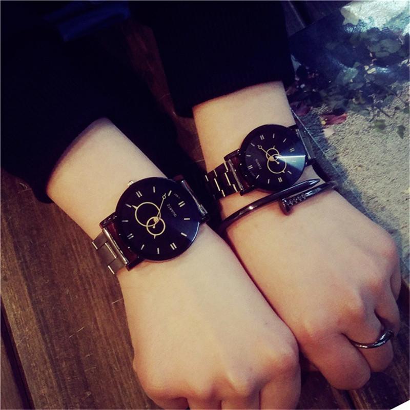 

Wristwatches Simple Retro Harajuku Student Men Women Quartz Stainless Steel Watch Fashion Couple Watches, Small full black