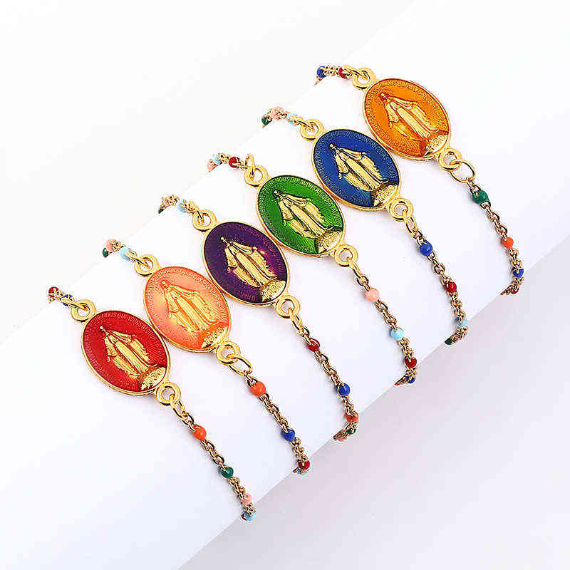 

Jewelry 2021 Trend Bracelets for Women Charms Vintage Virgin Mary Cross Jesus Bracelet Stainless Steel Material Wholesale Gifts