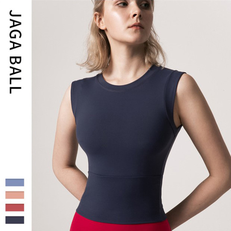 

L-726 Women Yoga Outfits Ribbed Round Collar Fitness Crop Tank Top Built In Bra Women Shockproof Running Yoga Sports Bra Tops Padded Push Up