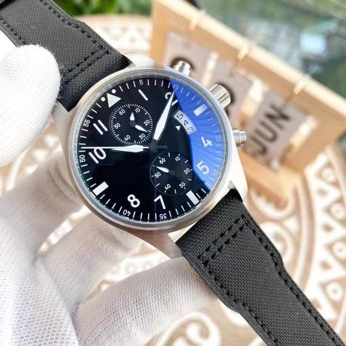 

Wristwatches High-end Men's Mechanical Pilots Watch Automatic Stainless Steel Canvas Leather Blue Black Sapphire Glass