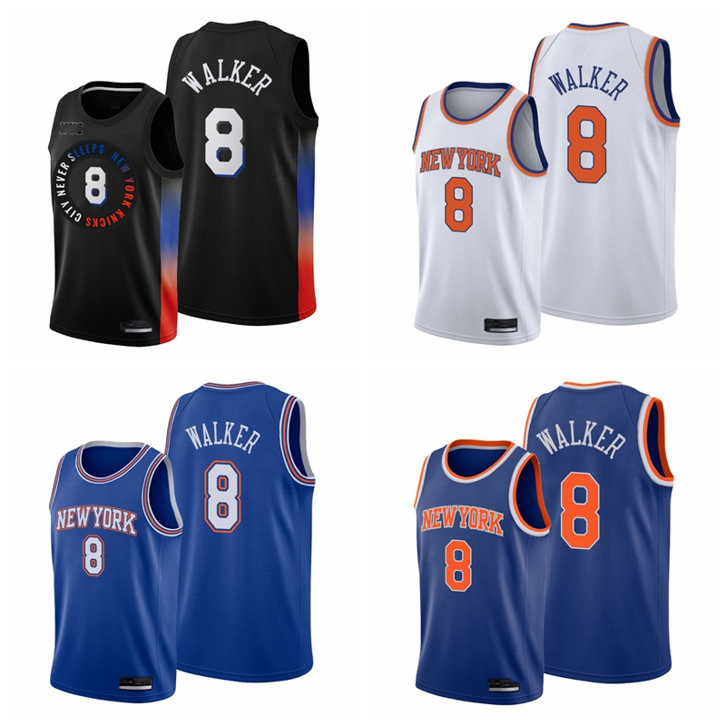 

New YorkKnicksMen Basketball Kemba Walker 8 2021 Trade Black Edition City Jersey, Black;red
