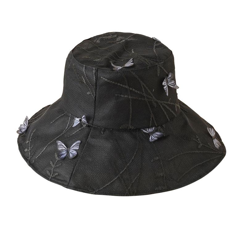 

Wide Brim Hats Butterfly Print Bucket Casual Outdoor Panama Cap Unisex Sun Shade Fisherman Caps Harajuku Foldable Women Fishing Hat, White