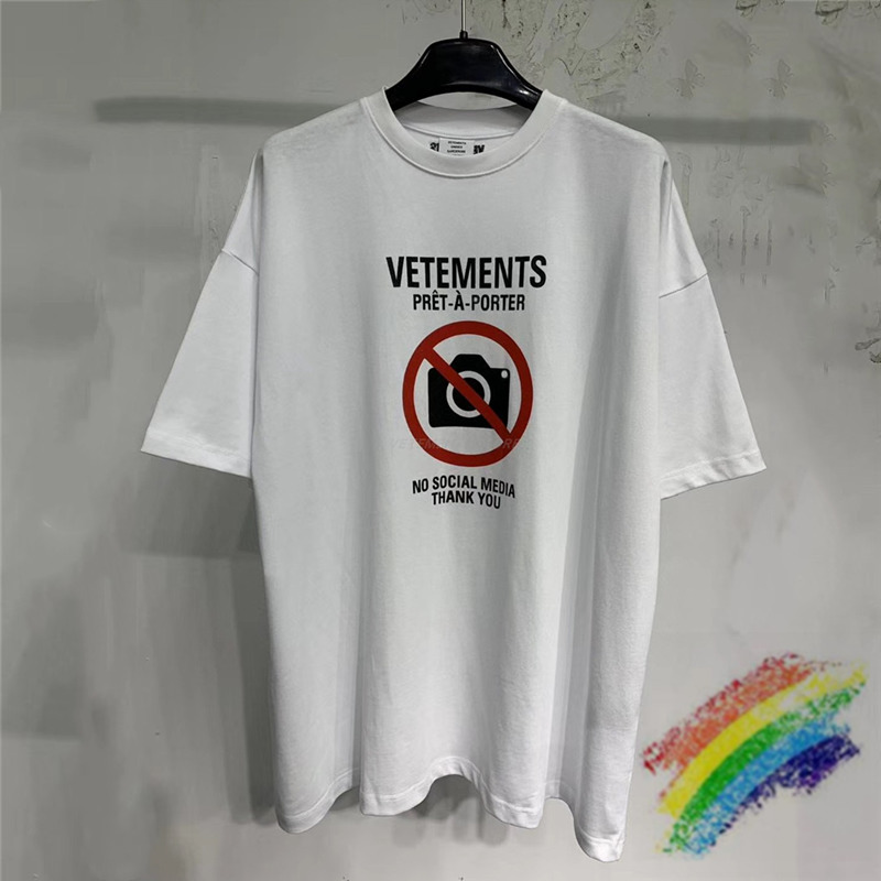 

2021ss VETEMENTS NO SOCIAL MEDIA T shirt Men Women antisocial VETEMENTS T-shirts C0302, White;black