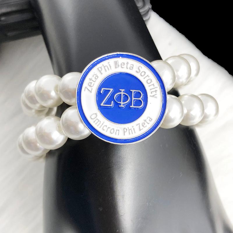 

Beaded, Strands Greek Sorority Elastic ZPB Pearl 1920 Rotundity Double Deck Charm Bracelet Jewelry