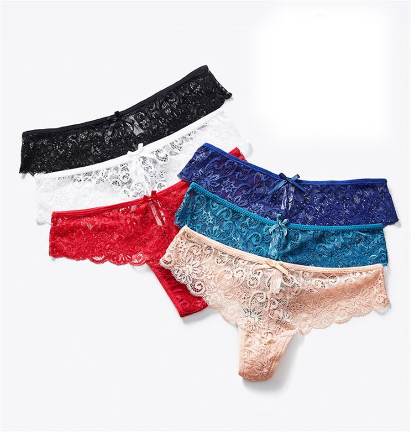 

Women's Panties Women Underwater Lace Seamless Low Waist Comfortable Female Briefs Pure Cotton Sexy Breathable Hollow Ladies Lingerie, Black;pink