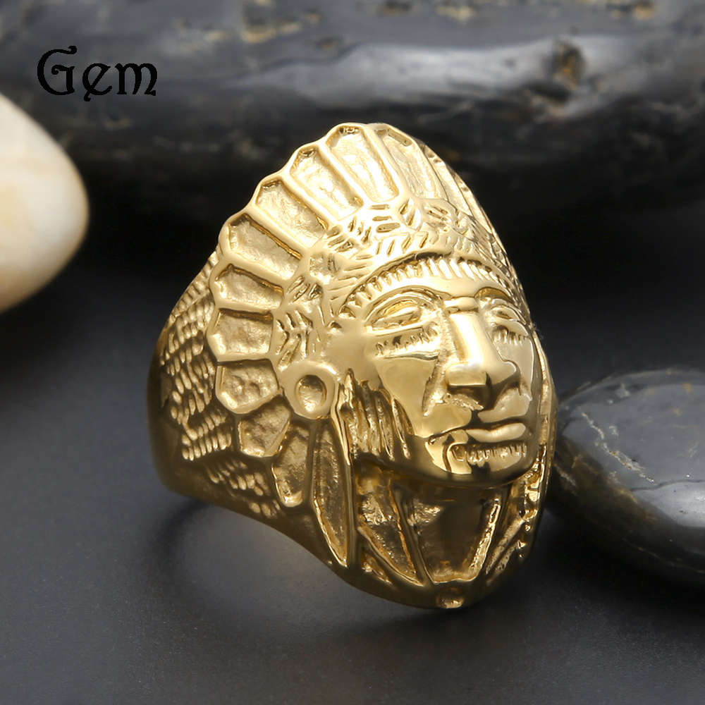 

New hip hop Indian chief ring stainless steel face index finger for men