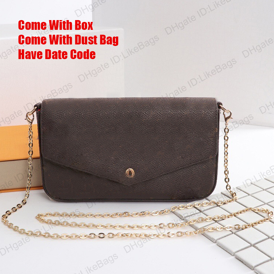 

Handbag POCHETTE FELICIE Women Vintage Shoulder Bag M61276 WITH BOX Hobo 3 Piece/set Clutch Wallet Luxury Designer Crossbody Bags Removable Chain Coin Purse Tote, Others