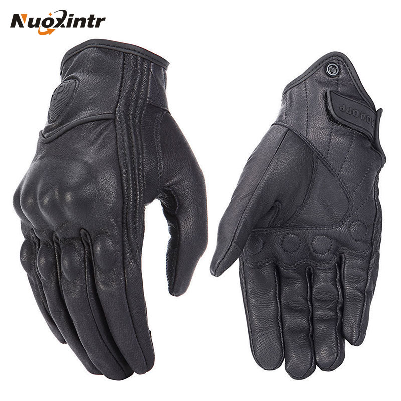 

Retro Motorcycle Gloves Pursuit Perforated Real Leather Leather Touch Screen Men Women Moto Waterproof Gloves Motocross Gloveg bb