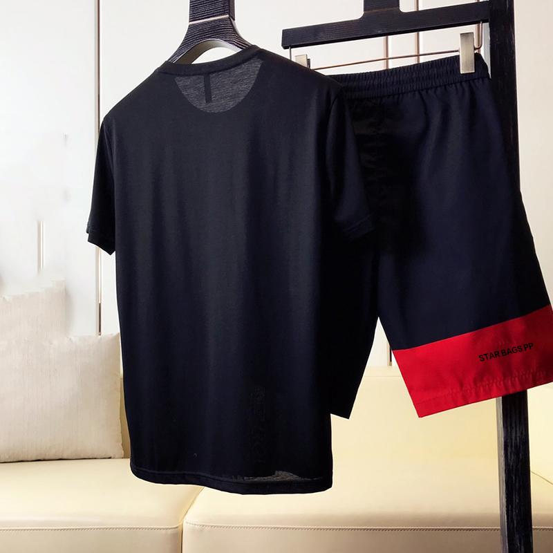 

Men's Tracksuits Fashion PP 2021 Summer Diamond Personalized Original Skull Color Print Cool Slim Shorts Short T-shirt Suit, Black