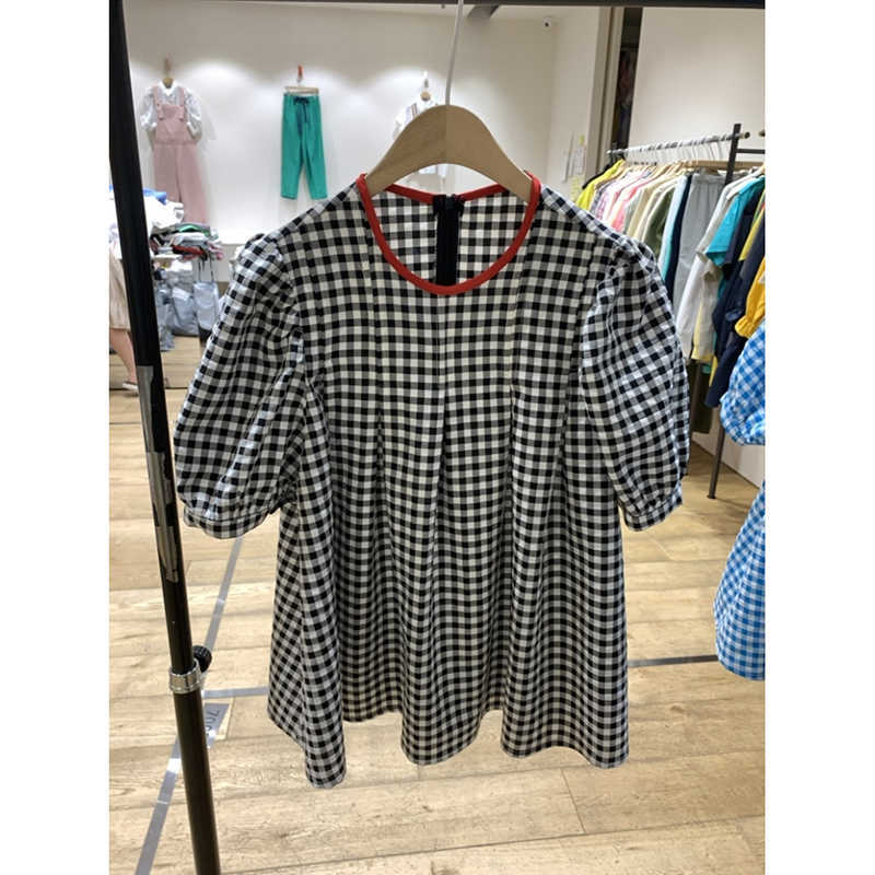 

VANOVICH Korean Style Women Dress Summer Sweet Plaid Fashion Ladies Short-sleeved Casual Cotton Clothing 210615, Red