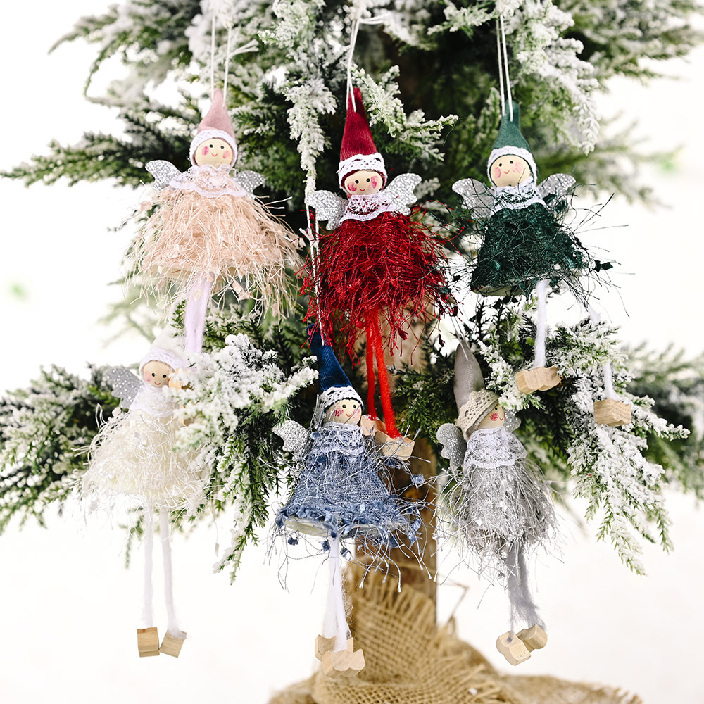 

Christmas Dancing Angel Doll Pendant Xmas Tree Hanging Ornaments Plush Elves Holiday Present New Year Gifts PHJK2109